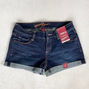 Navy Cuffed Denim Shorts